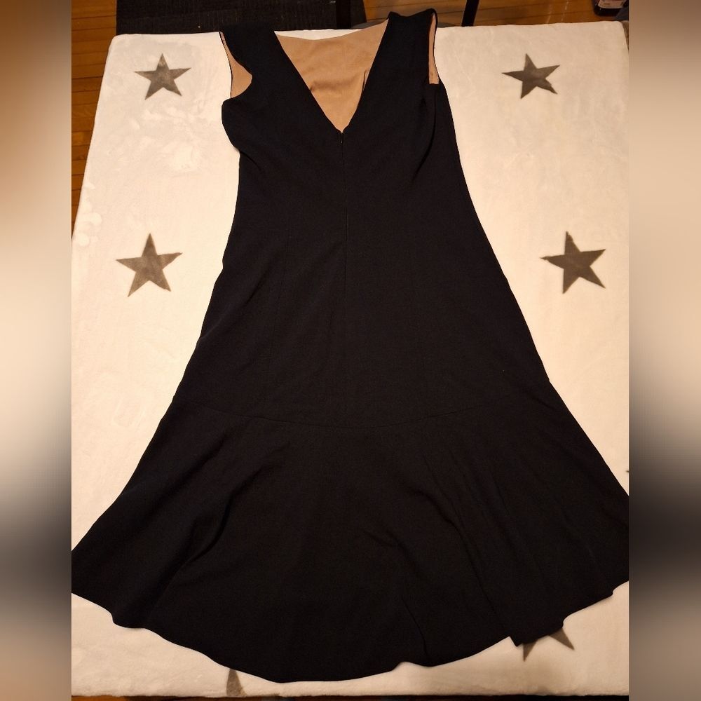 Cache Laser Cut Sheath Dress Womens 6 Black Tan Sleeveless Party Formal - Picture 3 of 12